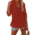 thumbnail image 2 of Yuyuzo Womens Hoodies 3/4 Sleeve Drawstring V Neck Loose Tunic Shirts Solid Color Pullover Tops, 2 of 7