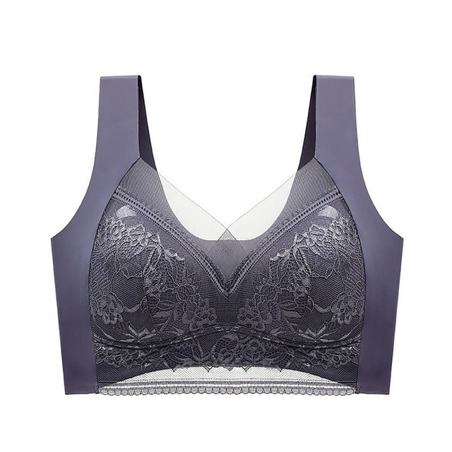Timegard 2pc Lace Bras for Women Plus Size Full Coverage Mesh High Support Breathable Comfort Seamless Bra