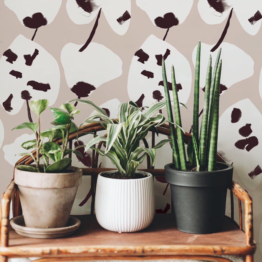 Tempaper Painted Palm Cocoa Chic Peel and Stick Wallpaper, 20.5" x 16.5'