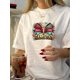 thumbnail image 1 of Camiseta De Verano MujerVintage-Inspired Crew Neck T-Shirt, Casual Polyester Knit Top, with Geometric Game Day Print, Short Sleeve, Regular Length for SummerFather's Day, Mother's Day, New Year, Spr, 1 of 6
