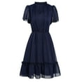 thumbnail image 3 of Womens Short Sleeve V Neck Ruffle Elegant Mini Short Skirt Dresses, 3 of 7