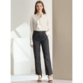 thumbnail image 3 of DARING DIVA Women's Plaid Trousers Pockets Straight Leg Casual Pant M dark Gray Black, 3 of 6