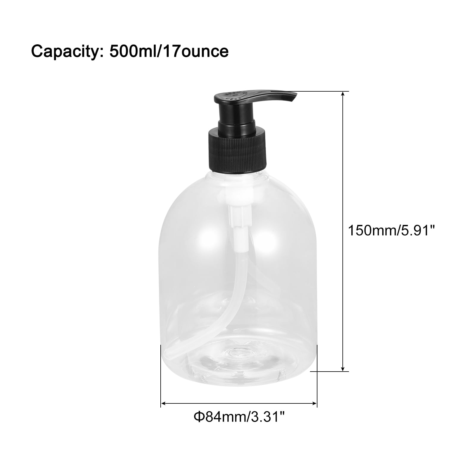 Uxcell Soap Dispensers Set- 17Oz Plastic Dish Hand Soap Dispenser with Pump for Kitchen Bathroom, 3Pack Clear