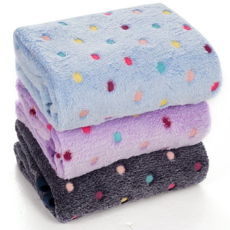 Miadore Warm Paw Print Blanket/Bed Cover for Dogs and Cats, 3 Pack of 24x32 Inches