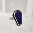 thumbnail image 3 of Coffin Lapis Lazuli Ring, Natural Afghani Lapis Ring, September Birthstone Ring, Womens Ring, Coffin Ring, 925 Sterling Silver, Christmas, Handmade, Statement Jewelry, Coffin Shape Gemstone Ring, 3 of 7