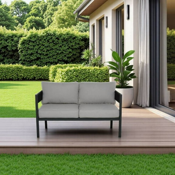 EVERITE Patio Wicker Sofa,Outdoor 2-Person Conversation Furniture,  All-Weather Loveseat With Cushions for Backyard, Balcony,Garden and Deck