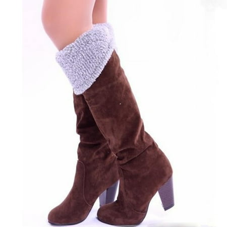 

Tejiojio Fall Clearance Women s Comfortable Flap Warm Velvet Belt Buckle Round Head Thick With High Heeled Knee Boots