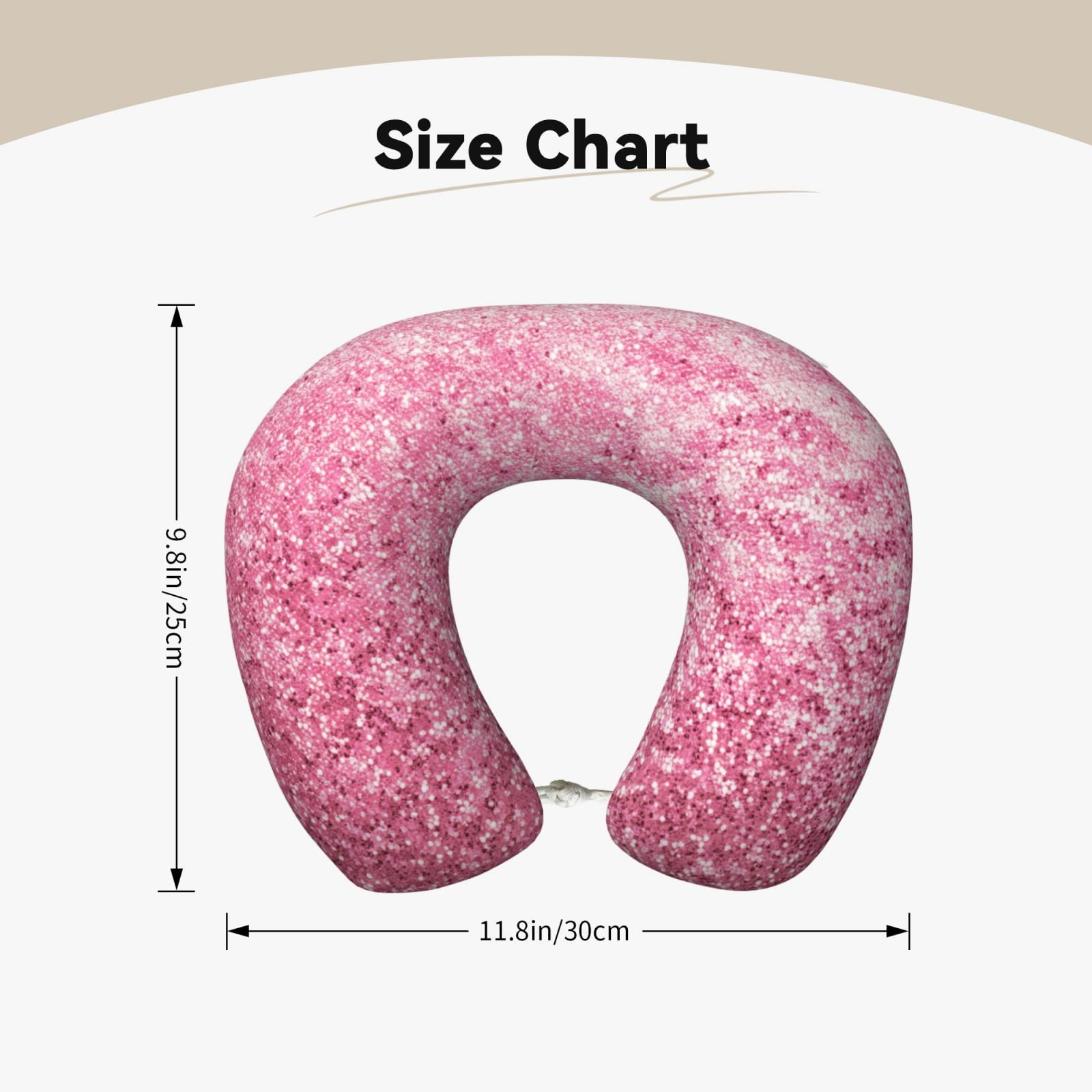 Xecao Pink Glitter Print Memory Foam Cervical Neck Pillow Versatile U-Shaped Pillows for Home,Office,Camping,Travelling,Soft Washable Cover