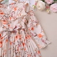 thumbnail image 6 of Esaierrr Baby Kids Girls Large Flowers Pressed Pleats Princess Dress 2-6Y Lace Dress Long Sleeves Casual Dress Lace-Up Princess Dress, 6 of 7