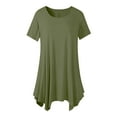 thumbnail image 3 of Green Womens Tops Plus Size, Short Sleeve Women’S Plus Size Shirts, Polyester Womens Plus Size Shirts, Womens O Neck Collar Color Solid Plus Size Casual Blouse Tops, 3 of 3