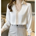 thumbnail image 2 of 1pcs-V-neck commuter shirt-white-L, 2 of 5