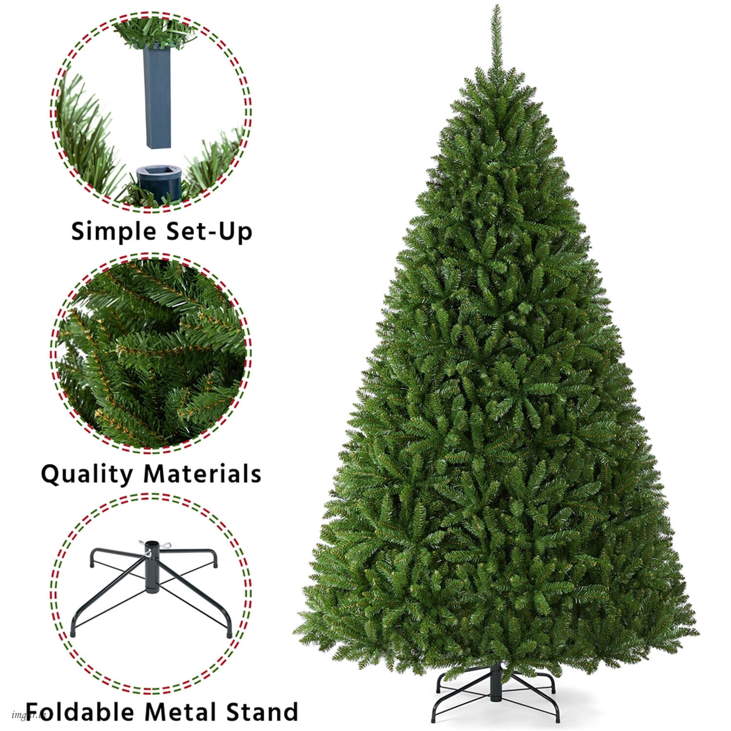 Alden Design 7.5FT Ultra-Thick Artificial Christmas Tree with Foldable Stand and 2326 Tips, Green