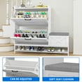 thumbnail image 5 of Dextrus Shoe Cabinet,with Shoe Bench,Farmhouse Shoe Storage Organizer with 2 Flip Drawers for 16 Pairs for Entryway, Foyer, Hallway, White, 5 of 6