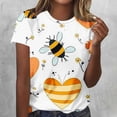 thumbnail image 2 of Women's Plus Size Casual Bee Print T-Shirt Crew Neck Short Sleeve Festival Tee Top for Daily Wear, 2 of 5