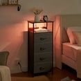 thumbnail image 3 of Eunos Dresser for Bedroom, 4 Drawer Nightstand with Charging Station, LED and Open Shelf, Charcoal Grey, 3 of 8