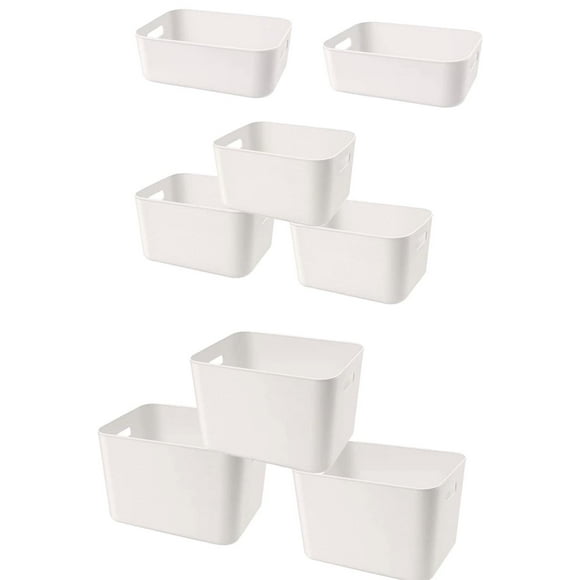 Amyup Set de 8 Bacs de Rangement en Plastique, Organisation et Rangement Polyvalents de Garde-Manger de Cuisine, pour Conteneur de Rangement en Plastique sous le Lit, Organisateur de Salle de Bain sous l'Évier (8 Pack, Blanc)