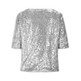 thumbnail image 5 of biudgviw One Shoulder Tops for Women Sequin Sparkly Glitter 3/4 Sleeve Blouses Casual Loose Trendy Shirts Night Out Party Club Outfits, 5 of 5