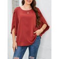 thumbnail image 3 of Blusa de talla grande para mujer Camisas casuales con volantes de media manga MABOTO Camiseta mujer, 3 of 7