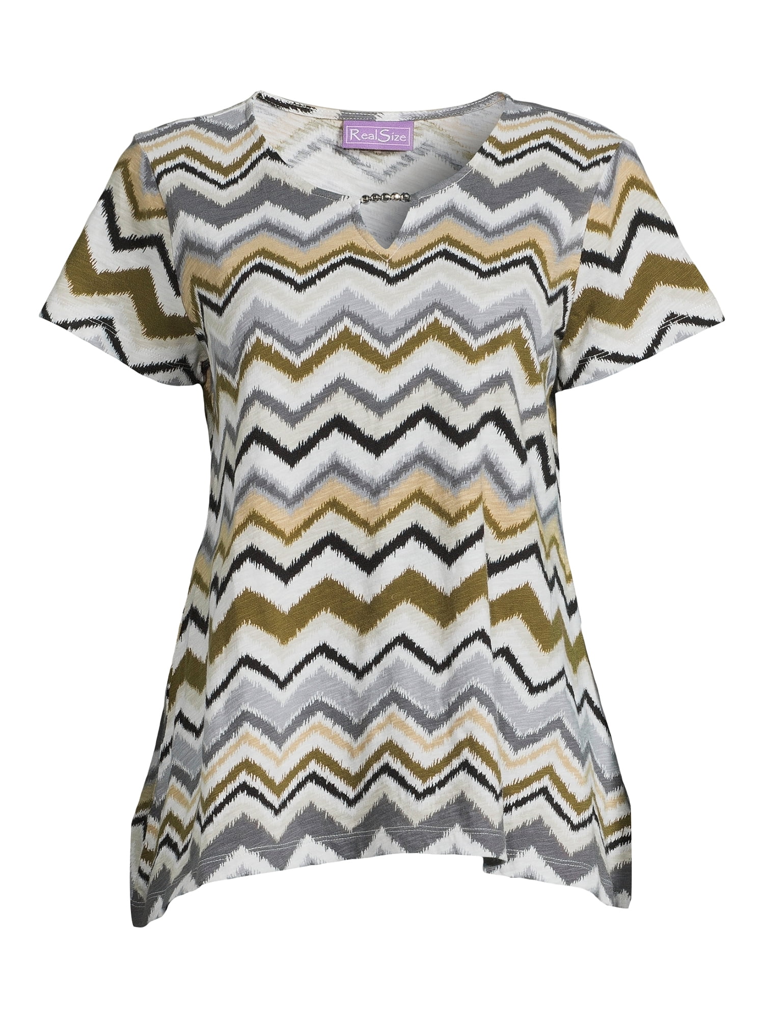 RealSize Women's Sharkbite Hem Tee with Short Sleeves, Sizes XS-XXXL