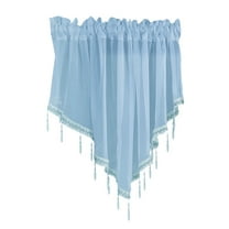 Sheer Tulle Beaded Valance Curtains, Kitchen Cafe Rod Pocket Swag Window Curtain Valances with Bead Trim for Bedroom Living Room