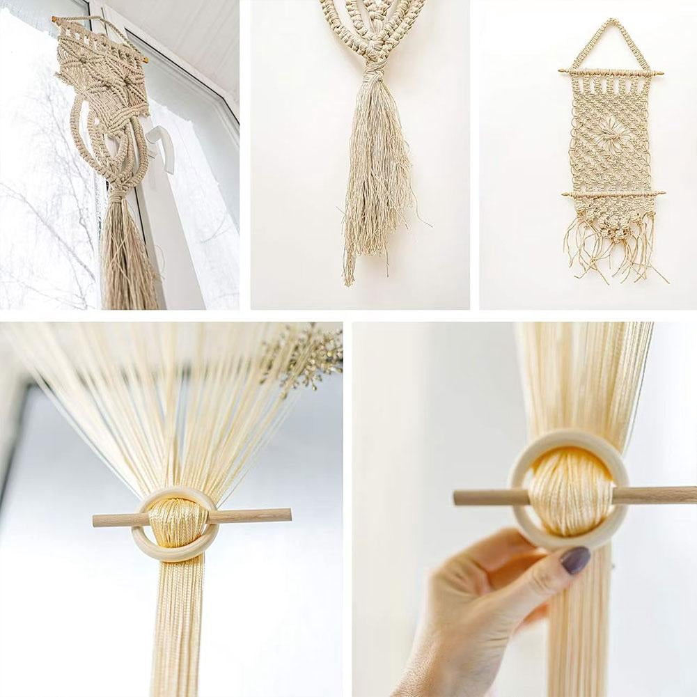 Macrame Wall Hanging Kit, 225Yds Cotton Rope & Beads DIY Set For Beginners, Bohemian Tapestry Craft Supplies With Tools