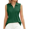 thumbnail image 2 of Wycnly Womens Tank Tops Summer Plain V-Neck Sleeveless T Shirts Ladies Casual Solid Lapel Lightweight Tunic Vest Blouses Army Green xl Clearance Under $5, 2 of 5