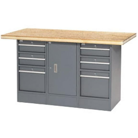 60 x 30 in. Shop Top 6 Drawer& 1 Cabinet Workbench - Gray