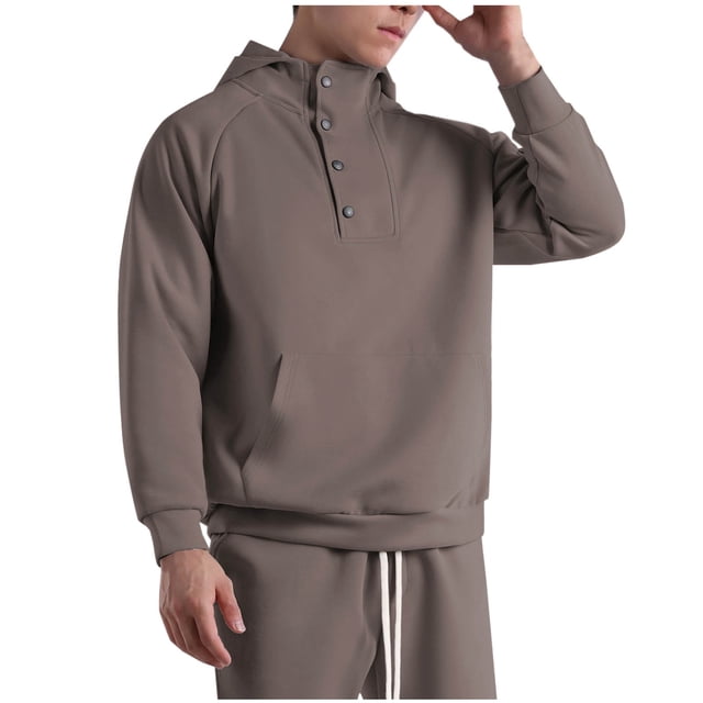 Styesk Hoodies for Men Solid Color Oversized Sweatshirt Cotton Loose Pullover Lightweight Hoodies Soft Comfy Casual Button Workout Hoodies with Pockets