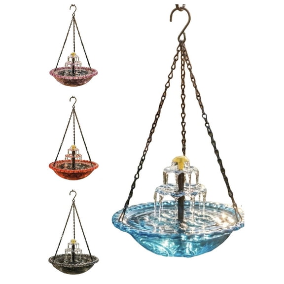 Solar Powered Hummingbird Feeder Fountain Outdoor, 2-in-1 Hummingbird Bath Fountain and Feeder, Hanging Birdbath Bowl for Garden Backyard Patio,Blue
