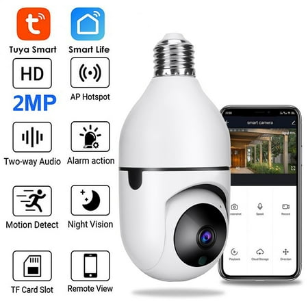 

Docooler WiFi 360 Panoramic Bulb Camera 1080P Camera with 2.4GHz WiFi 360 Degree Panoramic viewing Wireless Home Camera Night Vision Two Way Audio Smart Motion Detection APP