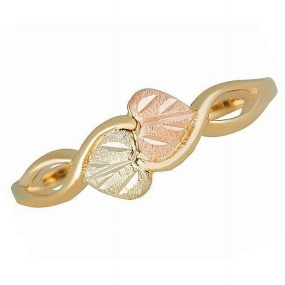 Black Hills Gold Double Heart Ladies Ring - Size 8