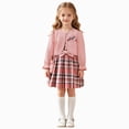 thumbnail image 3 of yboeqw 3Pcs Toddler Girl Clothes Outfit Long Sleeve Ruffle Shirt Cute Dress + Bag Fall Clothing Sets for 18Months-2T 3T 4T 5T,Size 3-4 Years, 3 of 9