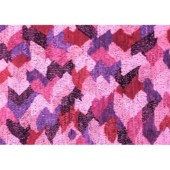 Ahgly Company Indoor Rectangle Abstract Pink Modern Area Rugs, 2' x 5'