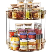 ROSSNY 11.8 inch 2 Tier Rotating Lazy Susan Turntable Cabinet Counter Organizer, Amber