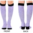 thumbnail image 2 of FREEAMG High Elasticity Compression Socks, High Knee Socks Adult Universal Leisure Relieve Fatigue,Shiny Glitter Lavender Travel Daily with Running (2 Pair), 2 of 7