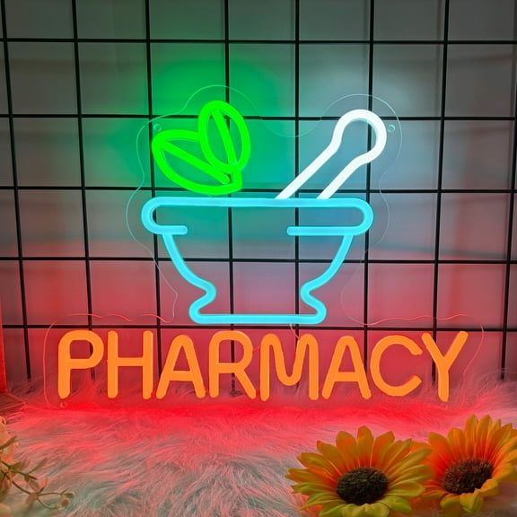 Pharmacy Neon Signs for Wall Decor, LED Pharmacy Neon Signs Wall Art Gifts for Dad, USB Powered Neon Light for Man Cave Auto Repair Shop Workshop Party Birthday Gift