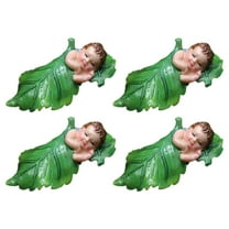 Raindrops Fairy Baby Miniature Figurines for Decor Resin Green Color Adds Charm to Any Space 4pcs
