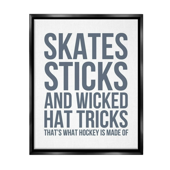 Stupell Industries What Hockey Is Made Of Sports Painting Black Floater Framed Canvas Art Print Wall Art, 17 x 21