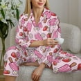 thumbnail image 6 of Daiia Strawberry Popsicle for Women's Long-Sleeved Pajama Set – Soft & Comfortable Sleepwear Button-Up Pajamas Cozy Lounge Wear-X-Large, 6 of 7