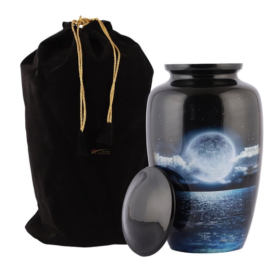 Urns for Human Ashes Adult Size Handcrafted Cremation Funeral Burial Decorative Urns with Velvet Bag – Secure Screw Top Seal - Protective Coating Moon Urn 200Cu/In