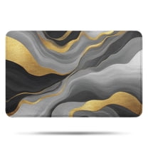 Gray and Gold Marble Gold Dots Pattern Bathroom Rugs Mat,Non Slip Microfiber Bathroom Rug,Rubber Backing,Soft Bathroom Mats for Bathroom Floor,Tub and Shower,17x27in(43x68cm)