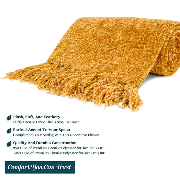 Mustard discount chenille throw