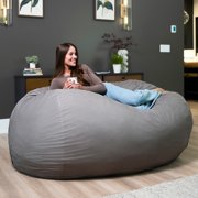 Big Joe Fuf 7Ft Giant Foam Bean Bag Chair, Oversized Couch with Removable Cover for Kids, Teens, Adults, Fog Lenox, Durable Woven Polyester, 7 Foot