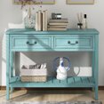 thumbnail image 3 of Entryway Console Sofa Couch Table Sofa Table Console Table with Storage Shelf and Drawers, Accent Wood Wall Table with Drawers for Living Room Entryway (Light Green), 3 of 8