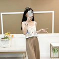 thumbnail image 3 of Womens French Style Crochet Geometric Sleeveless Vest Scoop Neck Backless Flower Embroidery Loose Beach Crop for Tank To, 3 of 4