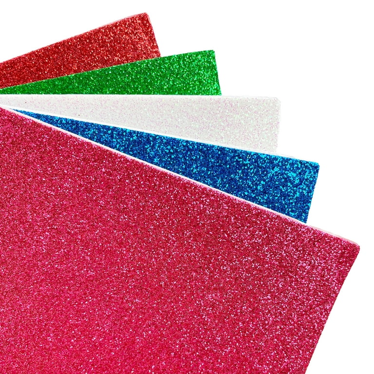 Hello Hobby 9 x 12 Adhesive Glitter Foam Sheets for Crafts, 5 Assorted  Colors, 5Pc