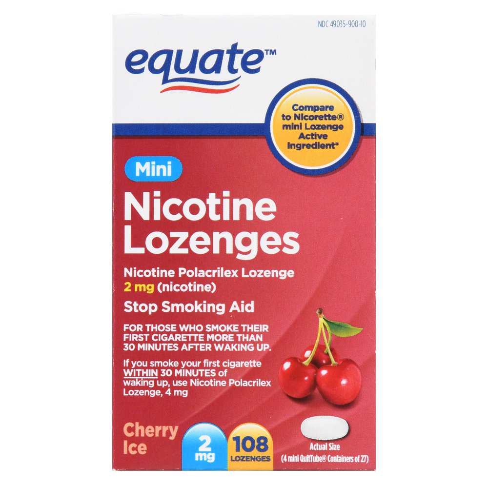 Equate Mini Nicotine Polacrilex Lozenge 2 mg (nicotine), Cherry Ice