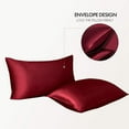 thumbnail image 5 of Soft Silk 3 PC Duvet Cover Set with Fitted Sheet 15" Inches Deep Pocket (1 Fitted 1 Duvet Cover 2 Pillow Shams) 800 Thread Count King Size Burgundy Solid, 5 of 5