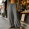 thumbnail image 2 of Jsaierl Women's Linen Wide Leg Palazzo Pants Summer Casual Drawstring Elastic Waist Loose Breathable Trousers, 2 of 12
