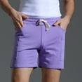 thumbnail image 5 of YLSDY Mens Drawstring Sweat Shorts Cotton Workout Gym Jogger Lounge Shorts with Pockets Summer Fashion Solid Loose Casual Sport Shorts Purple 6, 5 of 7